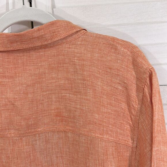 Sigrid Olsen Linen Size 3X Orange Long Sleeve Shirt Top - Picture 9 of 10